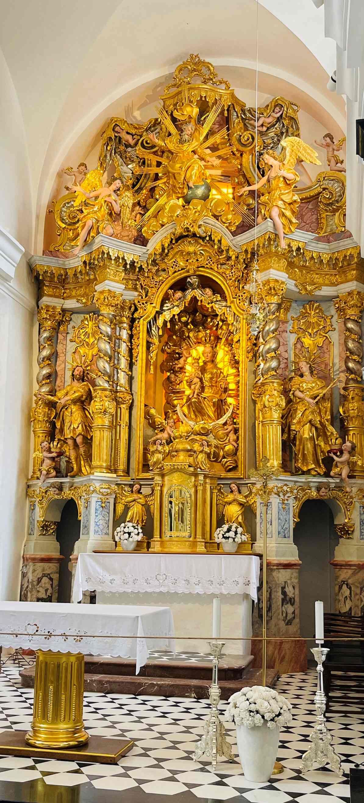 Ornate gold interior of the church on island in Lake Bled - trieste slovenia